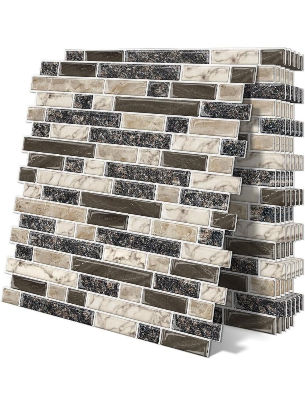 3D Self-Adhesive Peel and Stick Backsplash Tiles - Brown, 10 Sheets for Easy